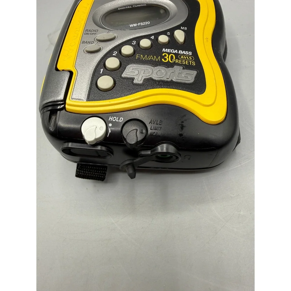Sony Sports Walkman WM-FS220 Yellow Black Digital Tuner Cassette Player, Works!